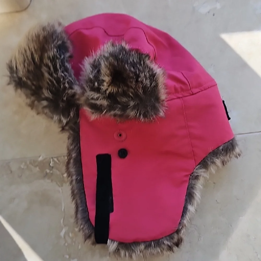Polarn O. Pyret Kids Winter Trapper Hat Size 54 (6–9 Years) Pink Faux Fur